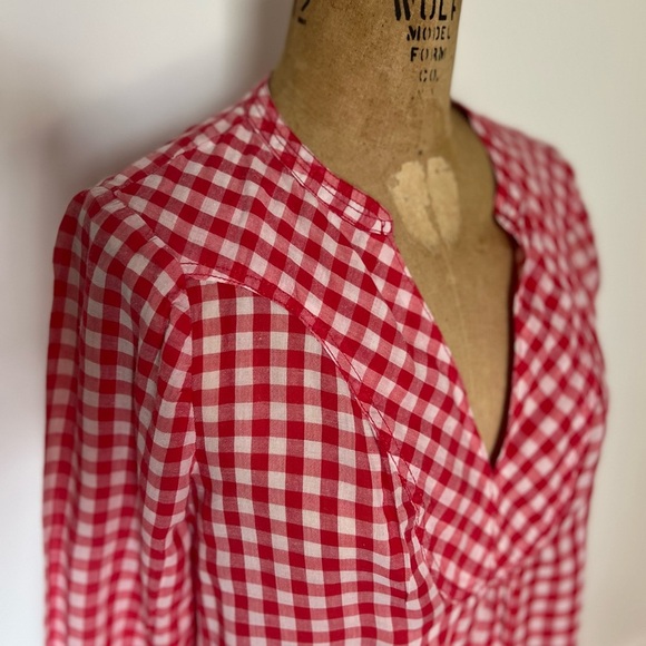 Anthropologie Holding Horses Red Checkered Women's light weight blouse size 4 - Picture 2 of 6